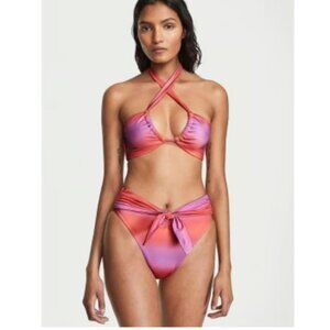 Victoria's Secret Twist Multiway Bikini Swimsuit Pink Purple Ombre Size Small